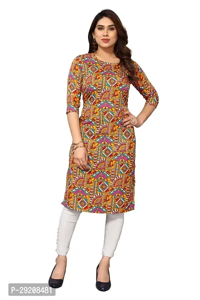 Pretty Yellow Printed Crepe Straight Kurta-thumb0