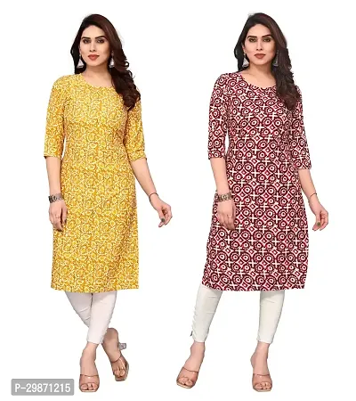 Pretty Crepe Printed Straight Kurta Combo Of 2