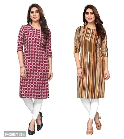 Pretty Crepe Printed Straight Kurta Combo Of 2