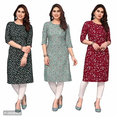 Stylish Multicoloured Crepe Kurta For Women Combo Of 3