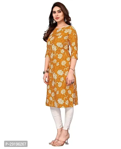 Attractive Yellow Printed Crepe Straight Kurta For Women-thumb0