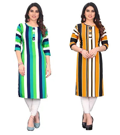 Combo Of 2- Straight Printed Crepe Kurta