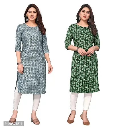 Pretty Crepe Printed Straight Kurta Combo Of 2-thumb0