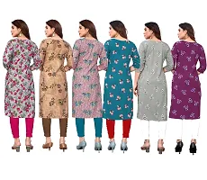 Beautiful Crepe Printed Straight Kurta For Women Pack of 6-thumb1