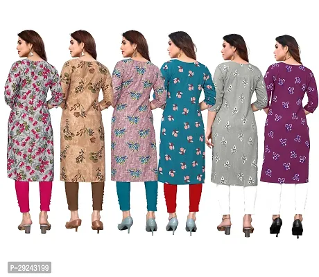 Beautiful Crepe Printed Straight Kurta For Women Pack of 6-thumb3