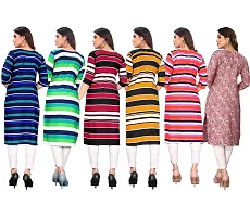 Beautiful Crepe Printed Straight Kurta For Women Pack of 6-thumb1