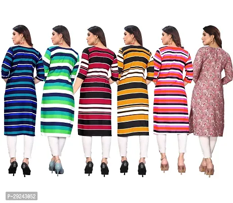 Beautiful Crepe Printed Straight Kurta For Women Pack of 6-thumb2