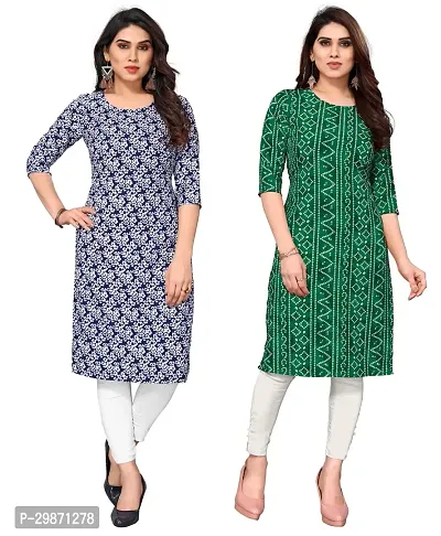 Pretty Crepe Printed Straight Kurta Combo Of 2