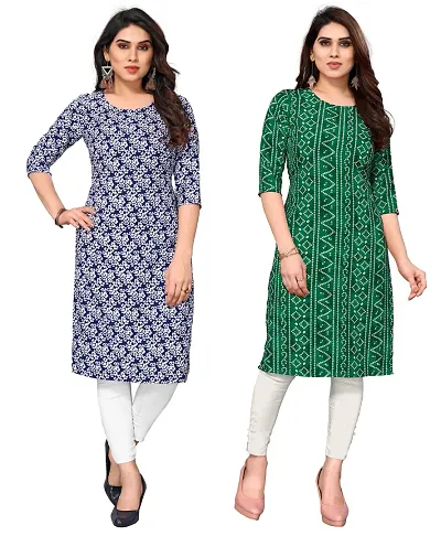 Combo Of 2 Crepe Printed Kurtis