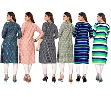 Beautiful Crepe Printed Straight Kurta For Women Pack of 6-thumb1