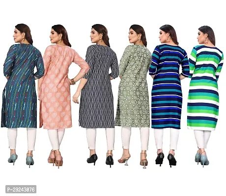 Beautiful Crepe Printed Straight Kurta For Women Pack of 6-thumb3