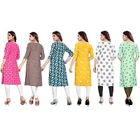 Beautiful Crepe Printed Straight Kurta For Women Pack of 6-thumb1