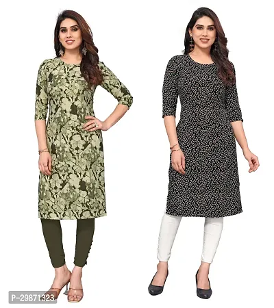 Pretty Crepe Printed Straight Kurta Combo Of 2-thumb0