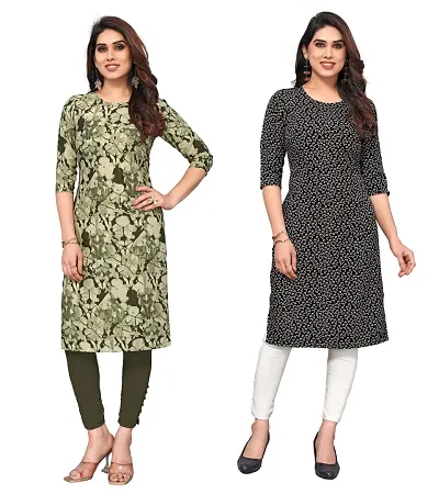 Combo Of 2 Crepe Printed Kurtis