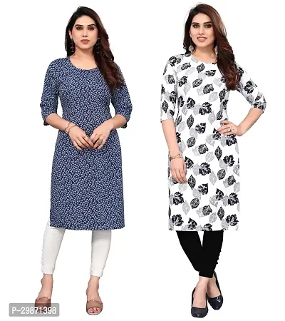 Pretty Crepe Printed Straight Kurta Combo Of 2-thumb0