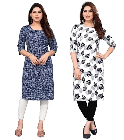 Combo Of 2 Crepe Printed Kurtis