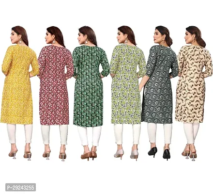 Beautiful Crepe Printed Straight Kurta For Women Pack of 6-thumb2