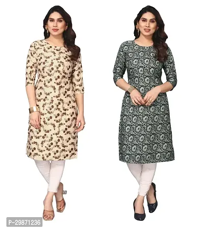 Pretty Crepe Printed Straight Kurta Combo Of 2-thumb0