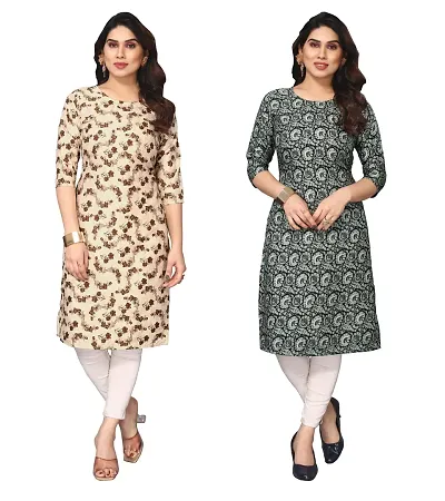 Combo Of 2 Crepe Printed Kurtis