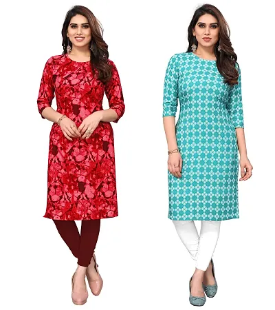 Combo Of 2 Crepe Printed Kurtis