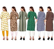 Beautiful Crepe Printed Straight Kurta For Women Pack of 6-thumb1