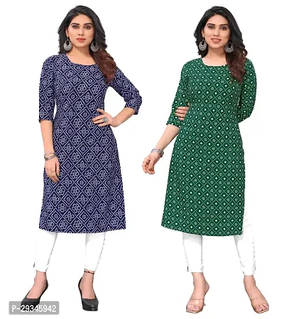 Stylish Multicoloured Crepe Stitched Kurta For Women Pack Of 2