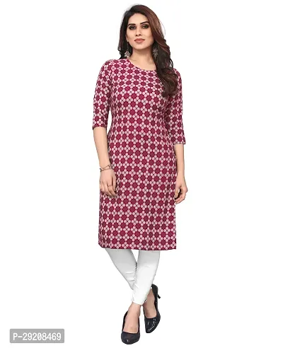 Pretty Red Printed Crepe Straight Kurta