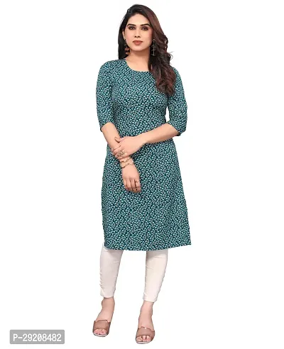 Pretty Blue Printed Crepe Straight Kurta