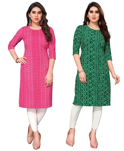 Combo Of 2 Crepe Printed Kurtis