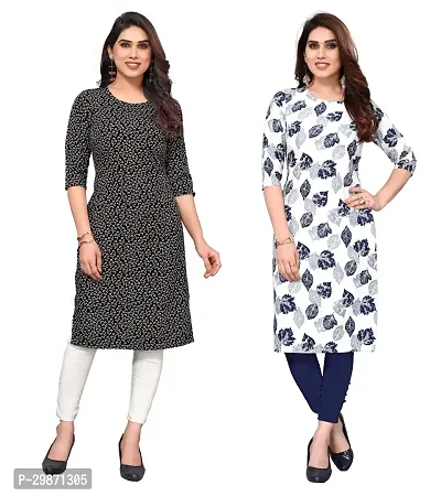 Pretty Crepe Printed Straight Kurta Combo Of 2-thumb0