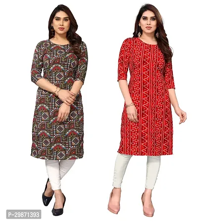 Pretty Crepe Printed Straight Kurta Combo Of 2-thumb0