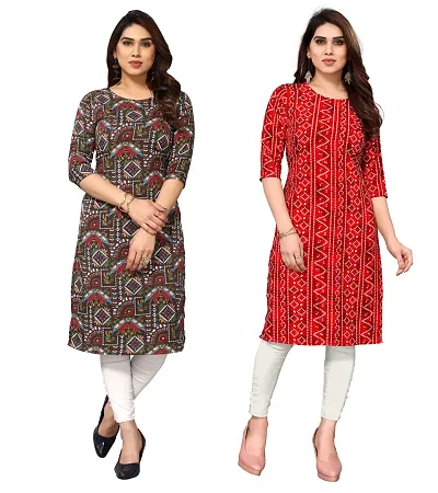 Combo Of 2 Crepe Printed Kurtis