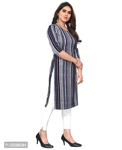 Pretty Blue Striped Crepe Straight Kurta-thumb0