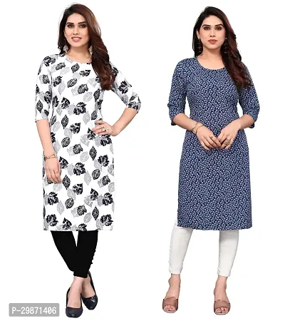 Pretty Crepe Printed Straight Kurta Combo Of 2-thumb0