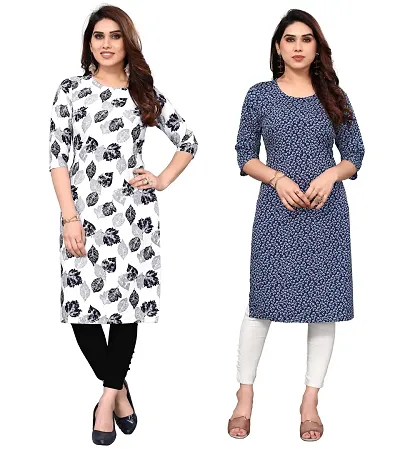 Combo Of 2 Crepe Printed Kurtis