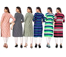 Beautiful Crepe Printed Straight Kurta For Women Pack of 6-thumb1