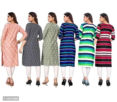 Beautiful Crepe Printed Straight Kurta For Women Pack of 6-thumb2