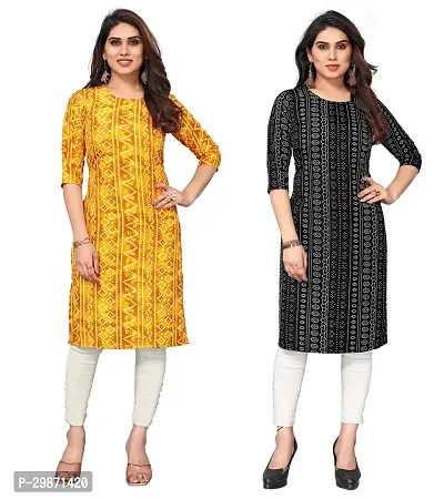 Pretty Crepe Printed Straight Kurta Combo Of 2-thumb0