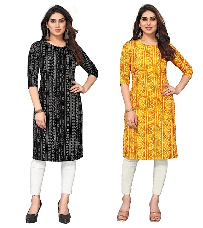 Combo Of 2 Crepe Printed Kurtis