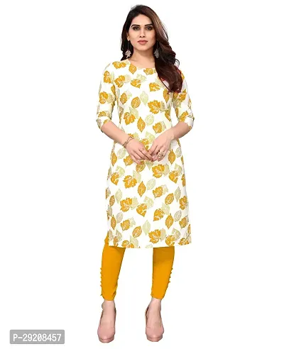 Pretty White Printed Crepe Straight Kurta