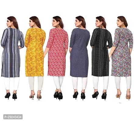 Beautiful Crepe Printed Straight Kurta For Women Pack of 6-thumb3