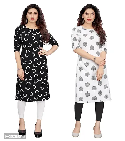 Stylish Multicoloured Crepe Printed Kurta For Women Pack Of 2