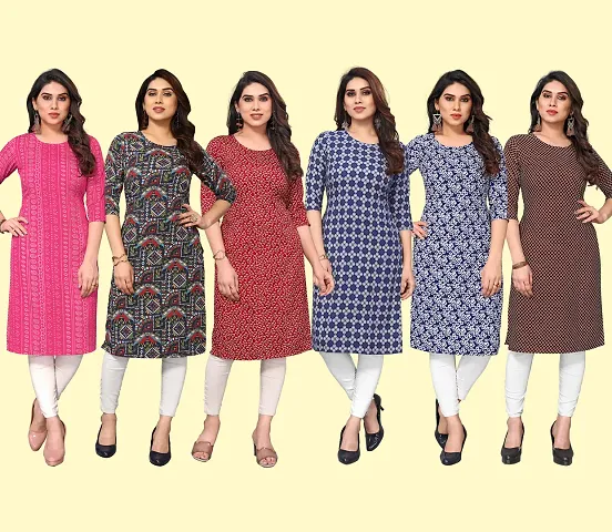 Stylish Crepe Straight Kurti For Women Combo Pack Of