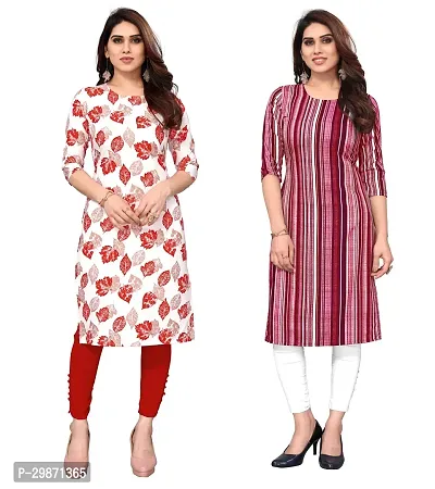 Pretty Crepe Printed Straight Kurta Combo Of 2