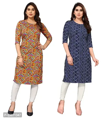 Pretty Crepe Printed Straight Kurta Combo Of 2-thumb0