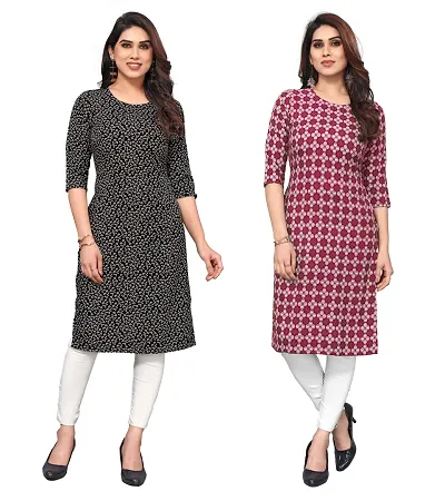 Combo Of 2 Crepe Printed Kurtis