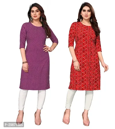 Pretty Crepe Printed Straight Kurta Combo Of 2