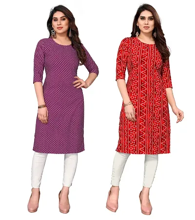 Combo Of 2 Crepe Printed Kurtis