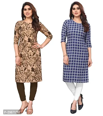 Pretty Crepe Printed Straight Kurta Combo Of 2