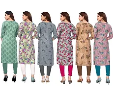 Beautiful Crepe Printed Straight Kurta For Women Pack of 6-thumb1